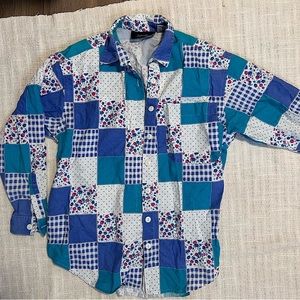 90s patchwork button down shirt